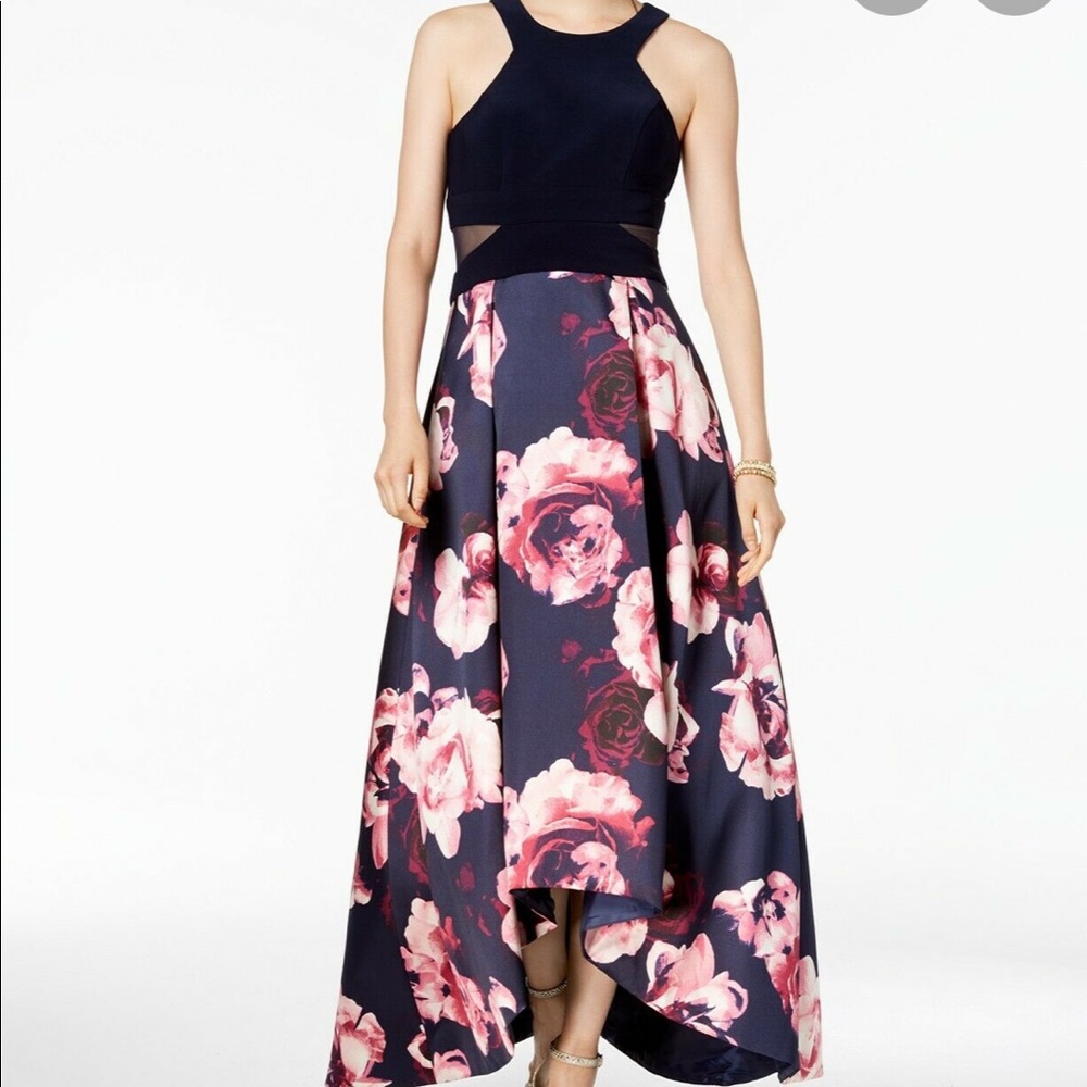 Beautiful navy/floral high/low dress.